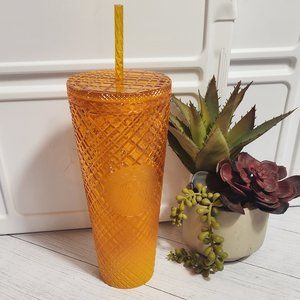 Starbucks 2022 Orange Mango Jeweled Grid Gradient 24oz Venti Cold Cup Tumbler